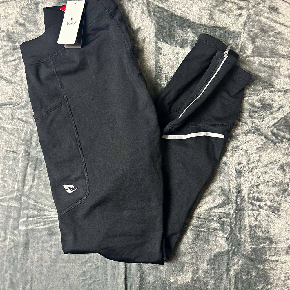 Baleaf Mens L Fleece Lined Joggers Black Water Resistant Reflective Pants NWT